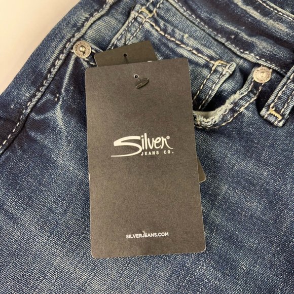 Silver Jeans Womens Avery Curvy Fit High Rise Skinny Crop Blue Jeans 29x25 New - Picture 11 of 12